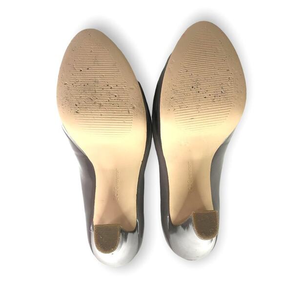 BCBGeneration Jaxx Peep Toe Heel Size 8.5 Taupe Patent Leather Platform Wedding - Picture 10 of 12
